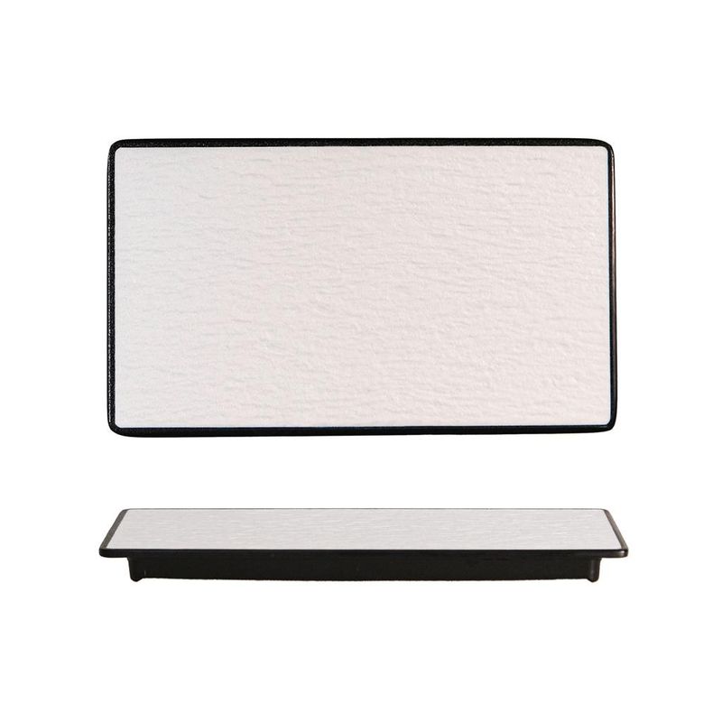 Piatto Rettangolare 26,5x13 cm Melamina Woody White Black - Tirolix