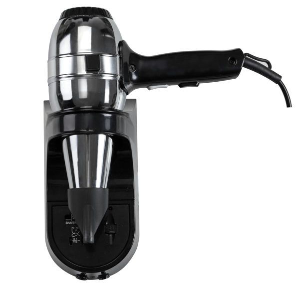 Yul Pro Asciugacapelli con base a muro e presa rasoio – Medial