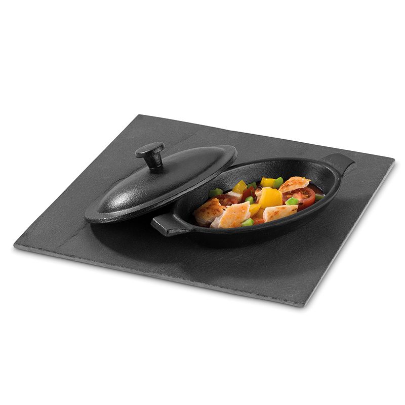 Yegam - Mini casseruola ovale con coperchio 12 x 8 cm