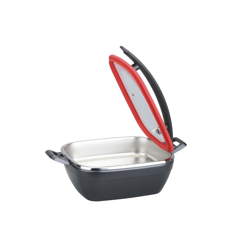 Yegam - Scaldavivande rettangolare a induzione rosso 32,5 x 26,5 cm Artisan