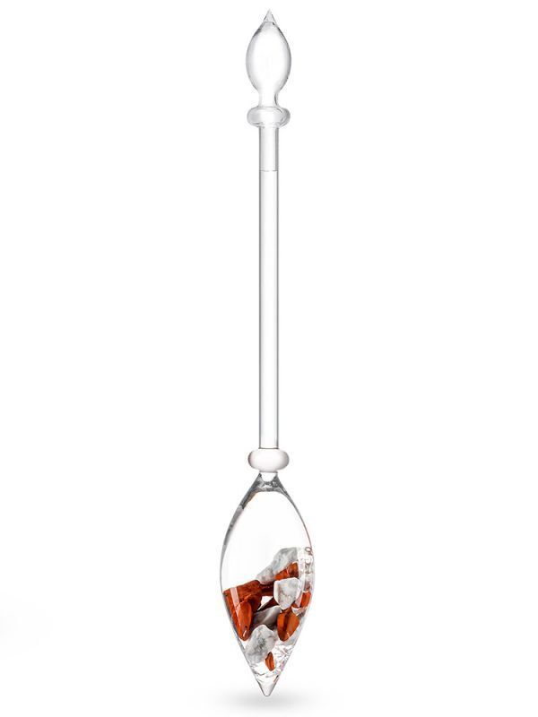 VitaJuwel - PENDENTE DI VETRO con Diaspro rosso - Magnesite - Cristallo di rocca 350 mm