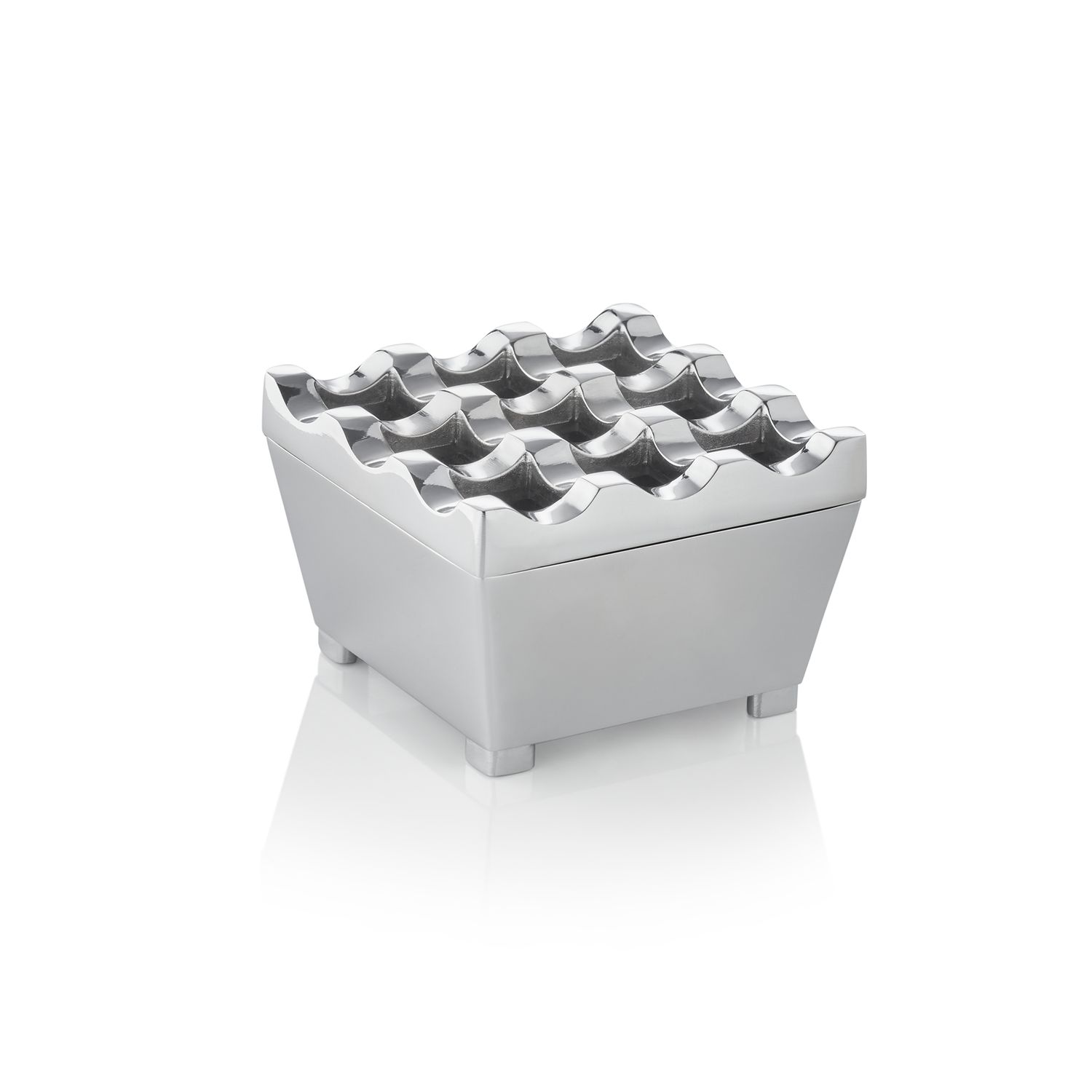 Tirolix - Posacenere antivento 7,5 x 7,5 cm Argento