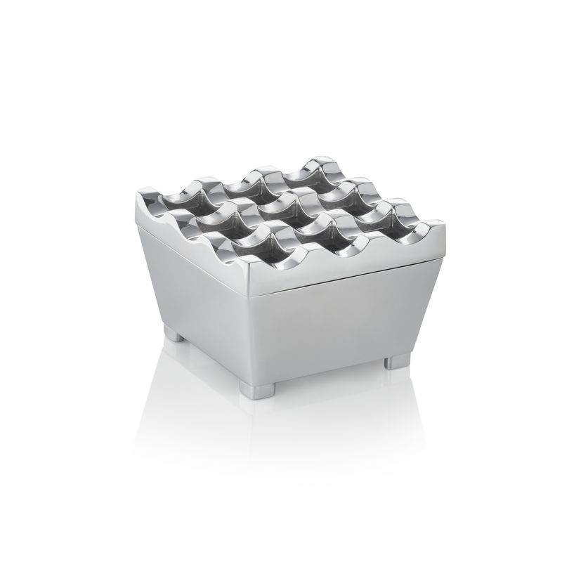 Tirolix - Posacenere antivento 7,5 x 7,5 cm Argento