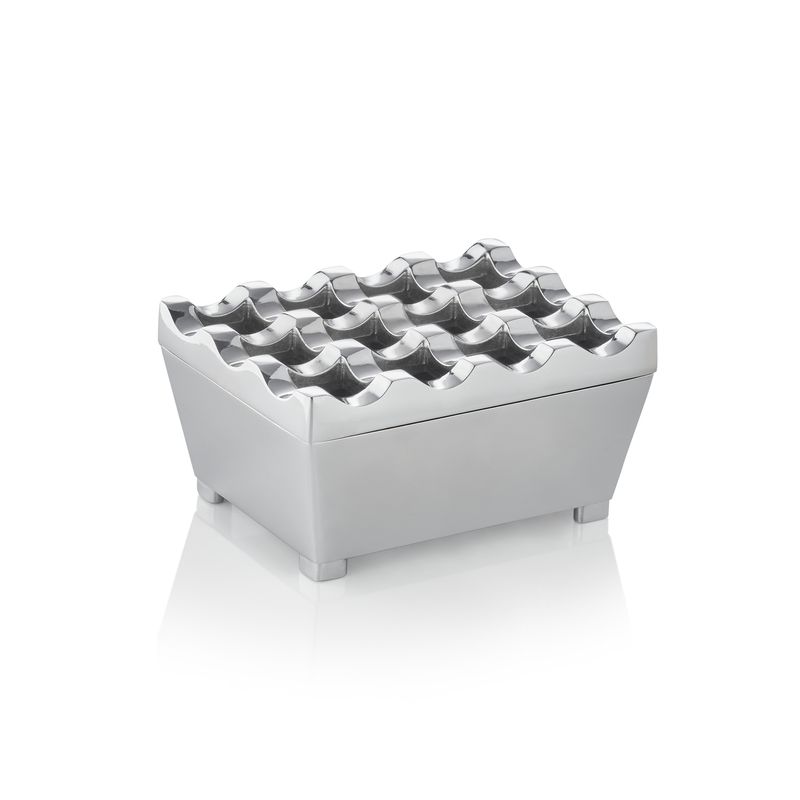 Tirolix - Posacenere antivento 9,5 x 7,5 cm Argento