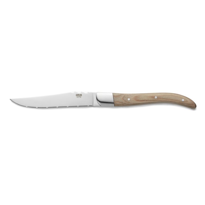 Tirolix - Coltello da bistecca con manico in legno di Pakka 23 cm Beige Carlos