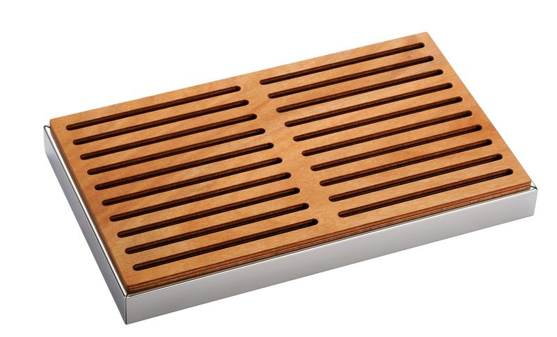 Tagliere per Pane in MDF Oliato con Base Inox 18/10 50 x 30 cm - Square - Abert