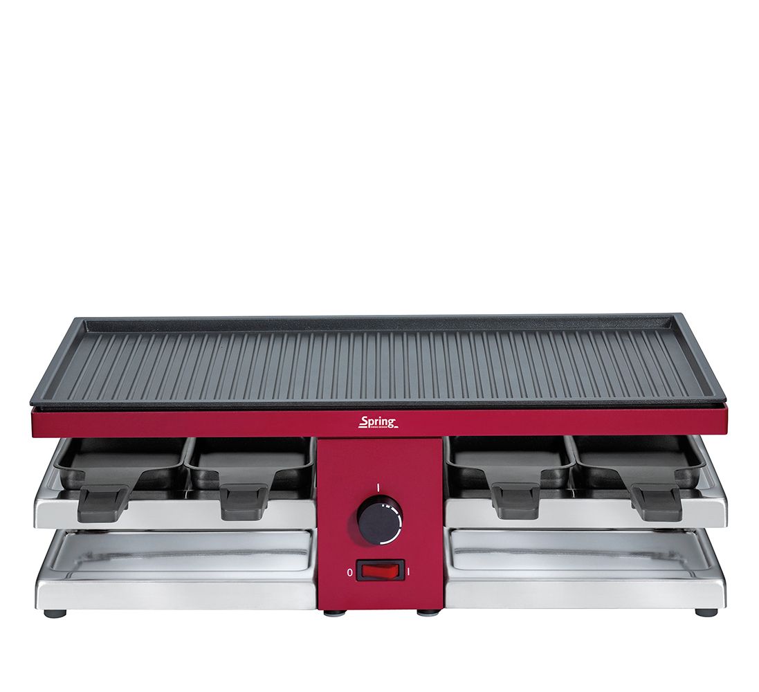 Spring - Raclette con piastra in alluminio rosso 47 x 24 cm Raclette8 Fun