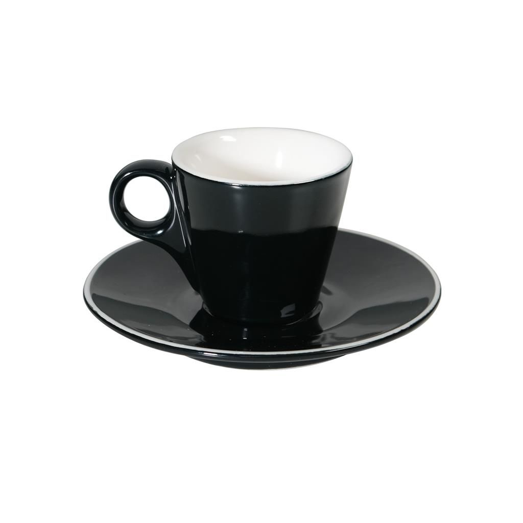 Set 6 Tazza Caffè Coniche Con Piatto 8 cl Nero Breakfast - Tirolix