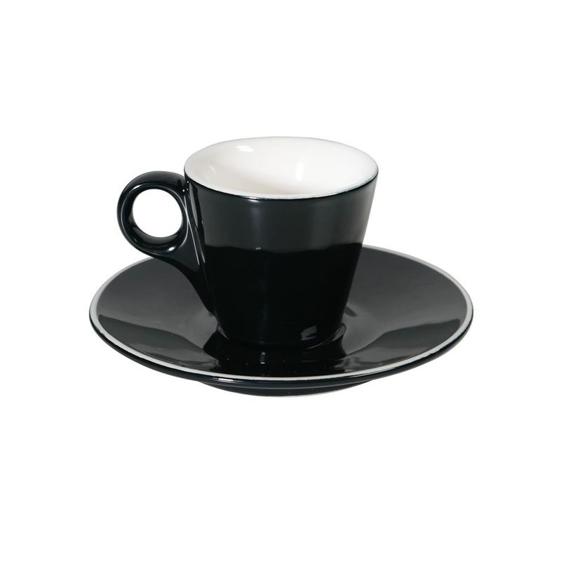 Set 6 Tazza Caffè Coniche Con Piatto 8 cl Nero Breakfast - Tirolix