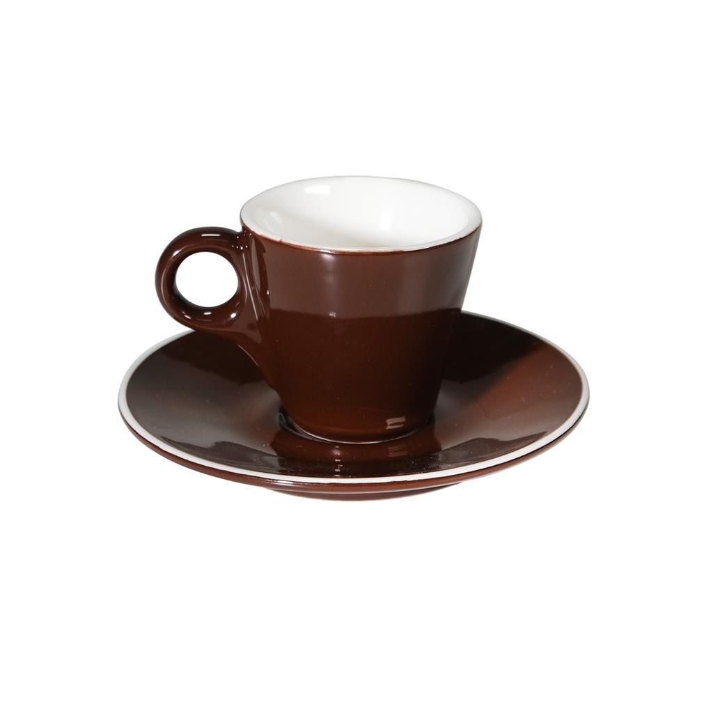 Set 6 Tazza Caffè Coniche Con Piatto 8 cl Brown Breakfast - Tirolix
