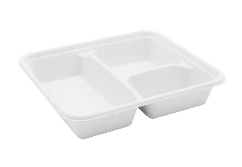 Set 250 Piatto vassoio con 3 scomparti in polpa 22 x 19 cm - Byo