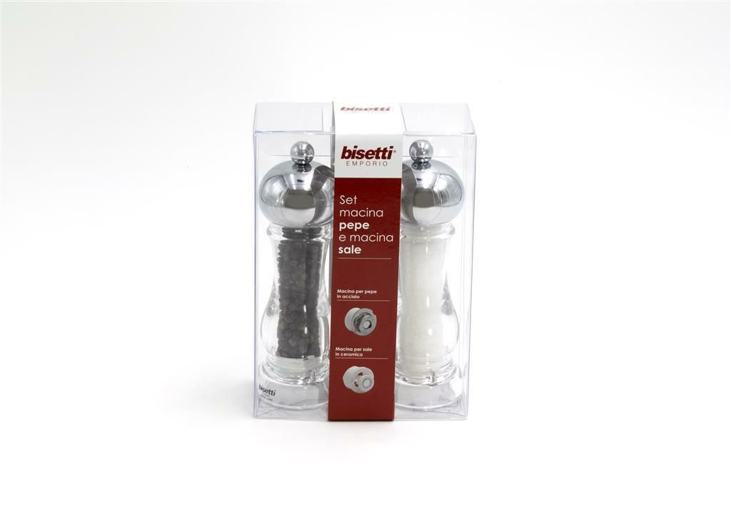 Set Macinasale/Pepe 16,5 cm Testa Cromata - Bisetti