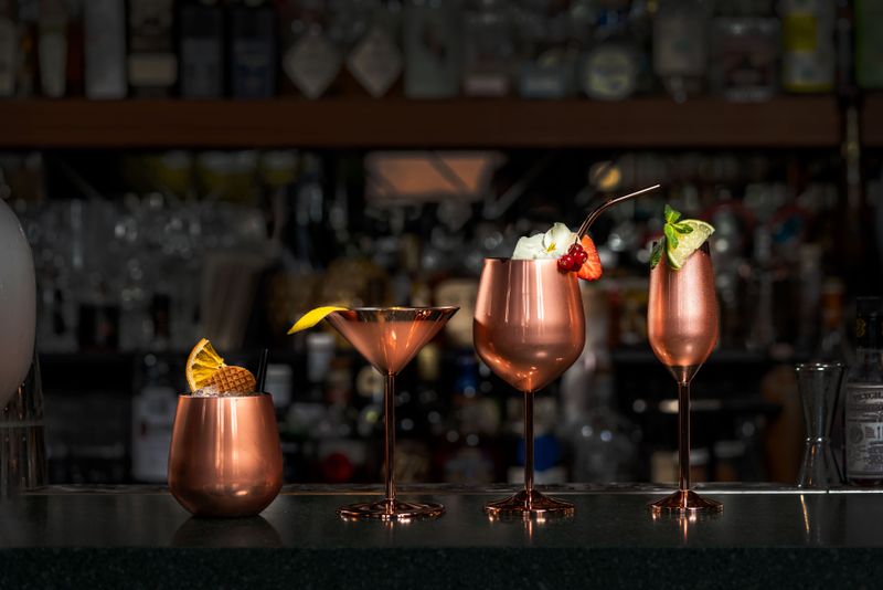 Set 2 calici da champagne in acciaio inox color rame - Amefa