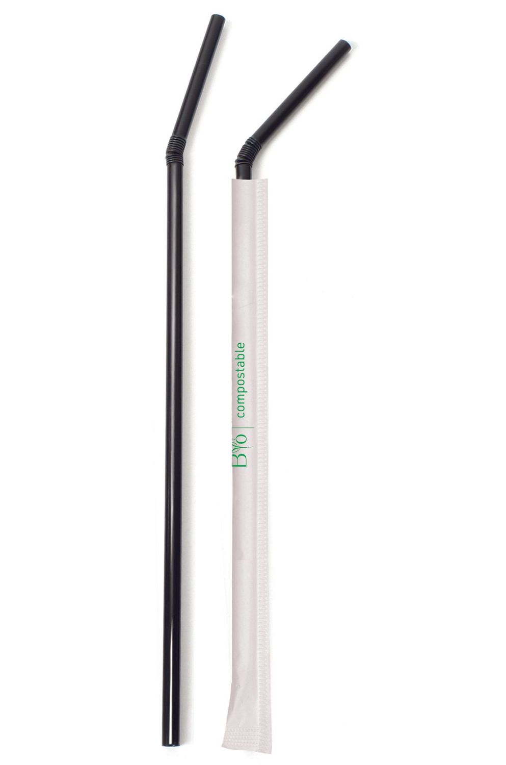 Set 5000 Cannuccia nera in pla imbustata 24 cm - Byo