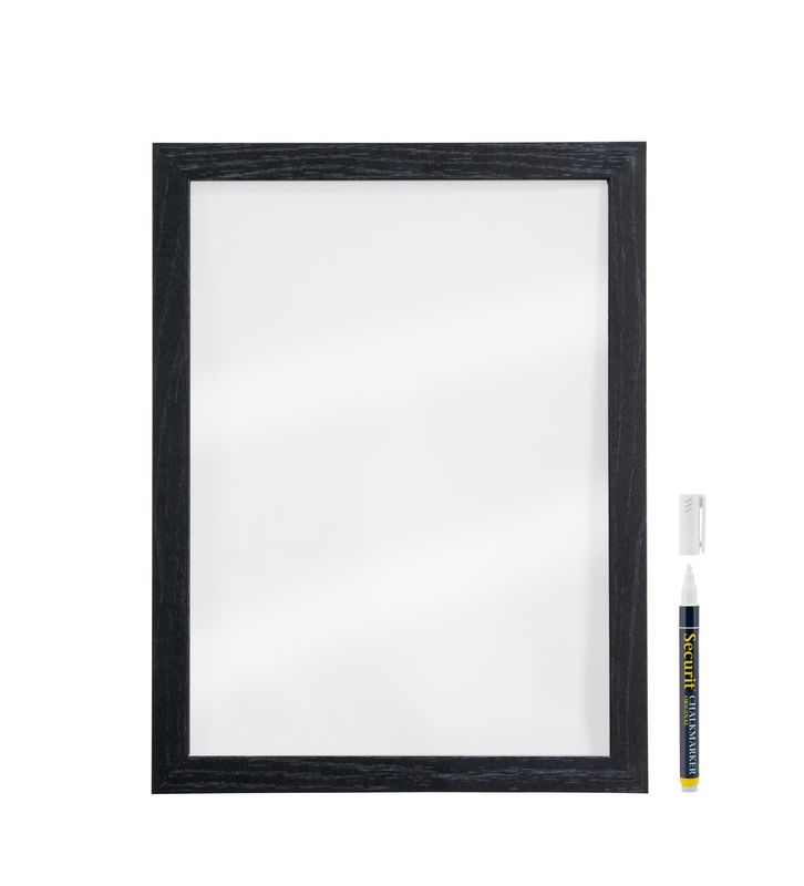 Securit - Lavagna da parete trasparente con cornice nera 30 x 40 cm