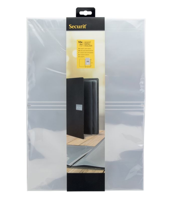 Securit - Set da 10 inserti doppi trasparenti​ A4 21 x 29,7 cm