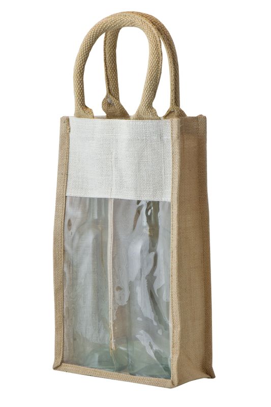 Portabottiglie in Juta 36x20x10 cm Naturale/Bianco - Tirolix