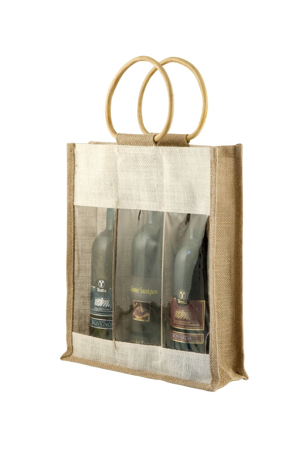 Portabottiglie in Juta 36x30x10 cm Naturale/Bianco - Tirolix