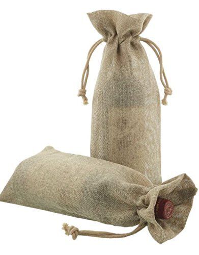 Portabottiglie in Juta Chiusura Coulisse 38Hx15x15 cm Naturale - Tirolix