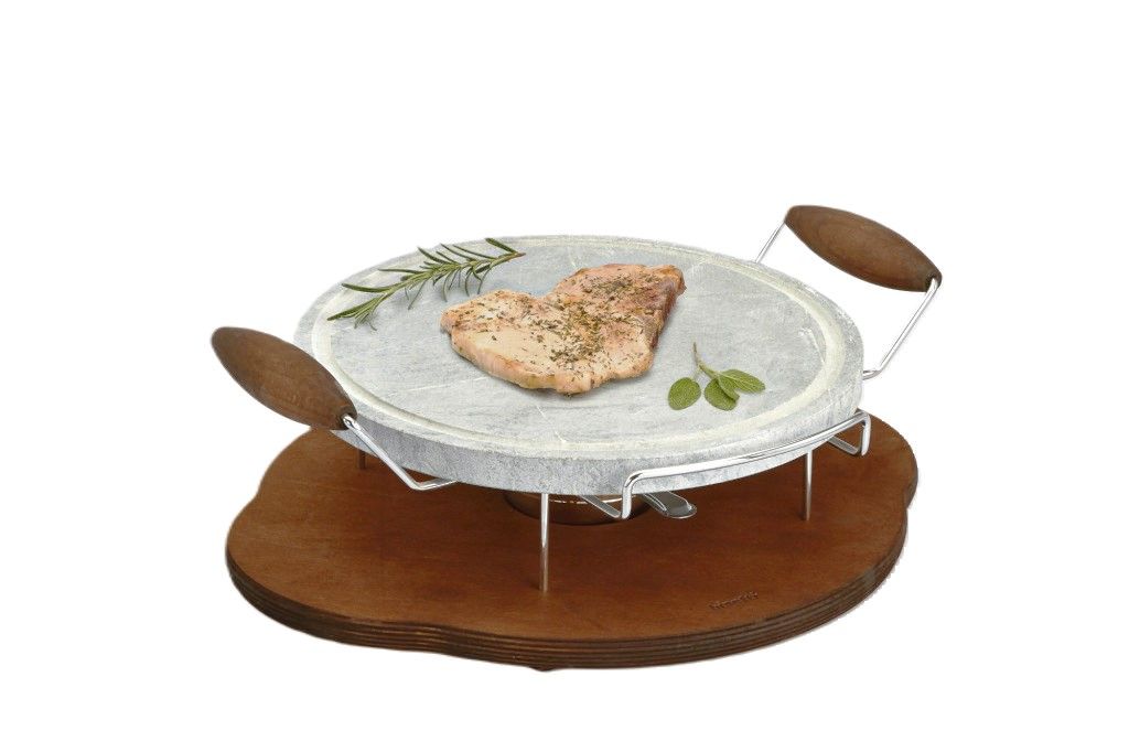 Pietra Ollare Tonda Con Supporto e Fornello 30 cm - Bisetti