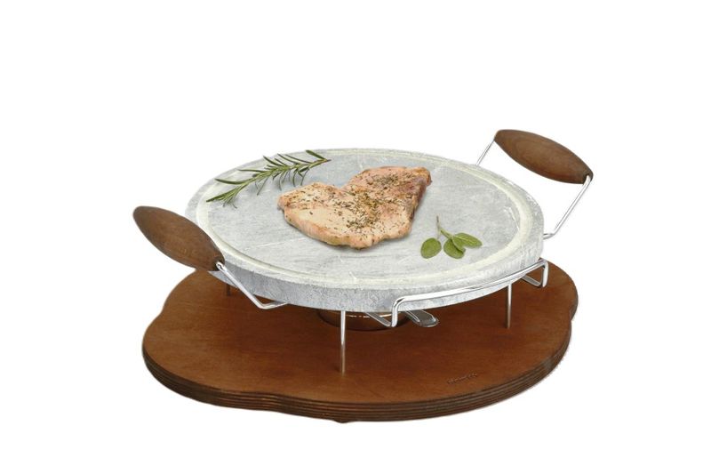 Pietra Ollare Tonda Con Supporto e Fornello 30 cm - Bisetti