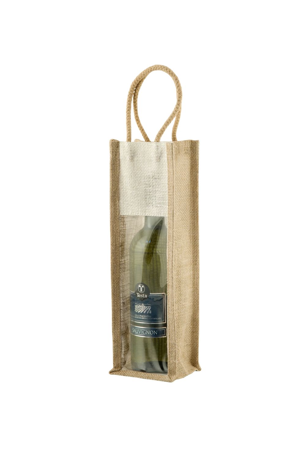 Portabottiglie in Juta 36x10x10 cm Naturale/Bianco - Tirolix