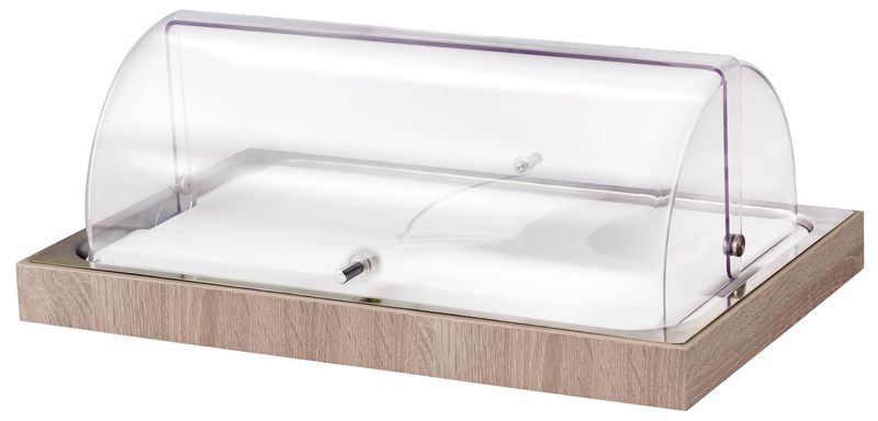 Portaformaggi Refrigerato Inox 18/10 Base Legno 50 x 30 cm H. 20 cm - Square - Abert