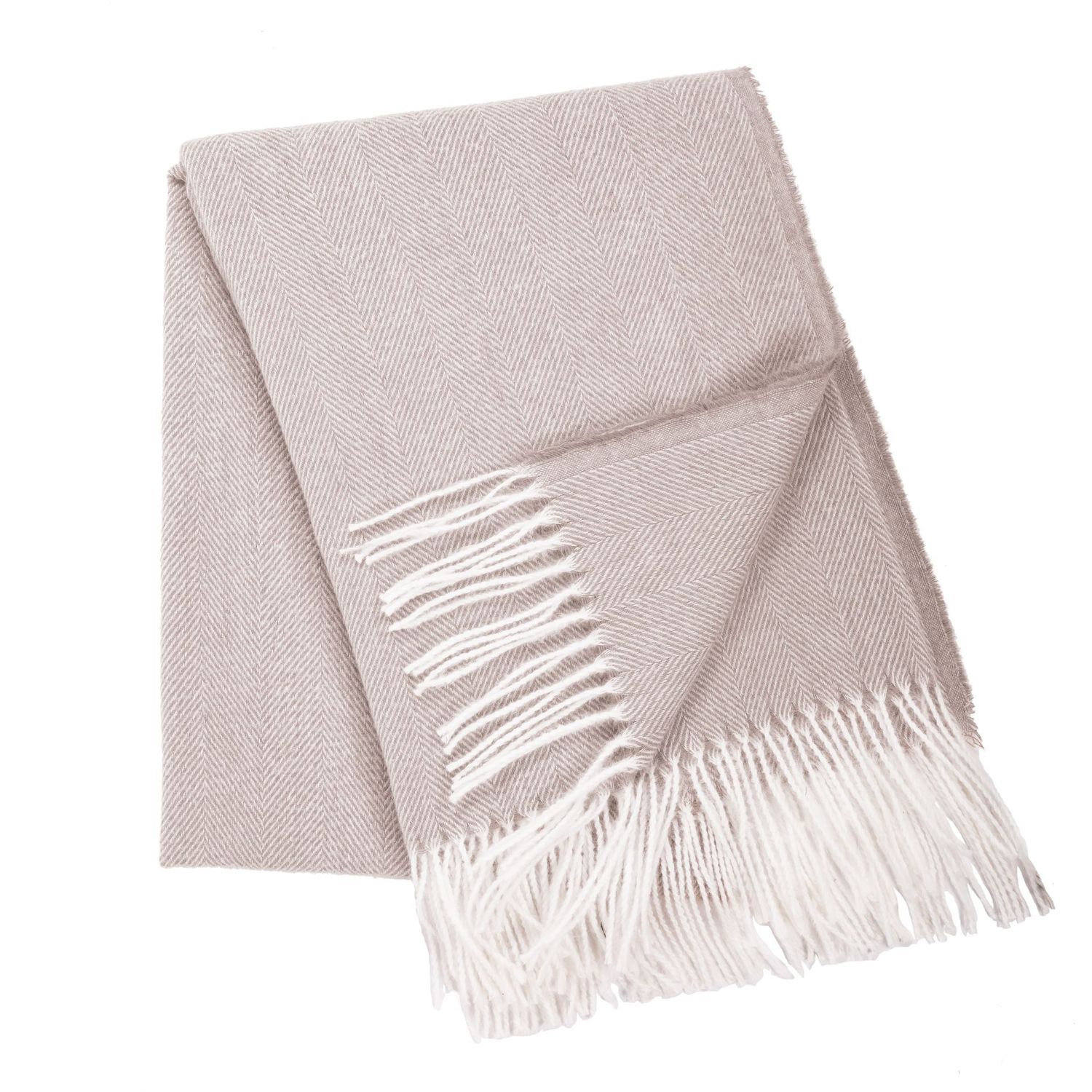 Plaid con frange 130 x 170 cm Taupe - Tirolix