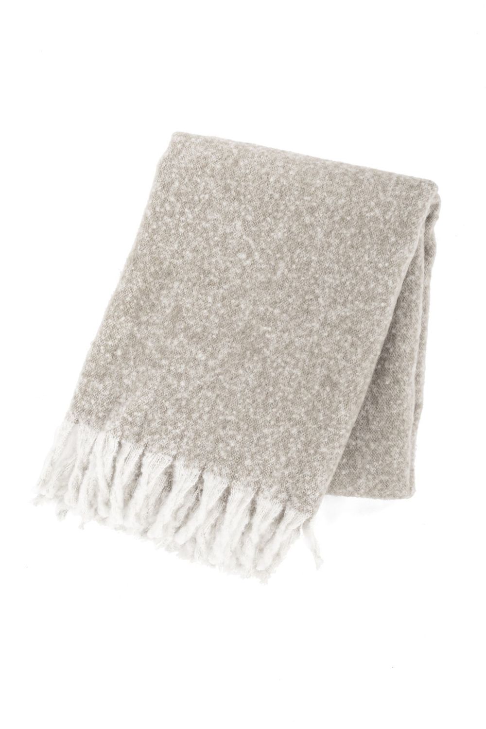 Plaid in microflanella con frange 130 x 170 cm Taupe - Tirolix