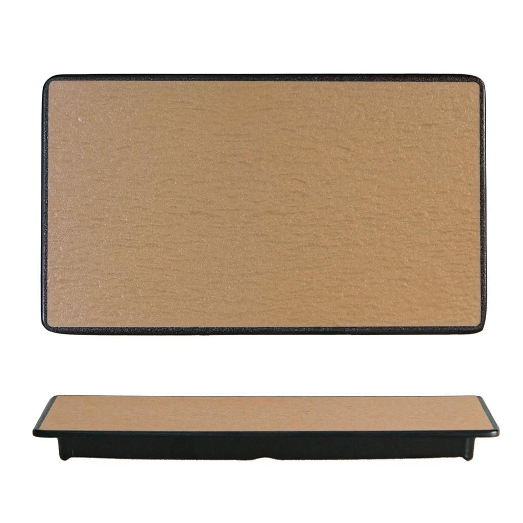 Piatto Rettangolare 36x18 cm Melamina Woody Beige Black - Tirolix
