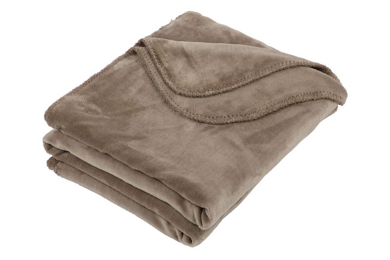 Plaid in morbido pile 130 x 170 cm Taupe - Tirolix