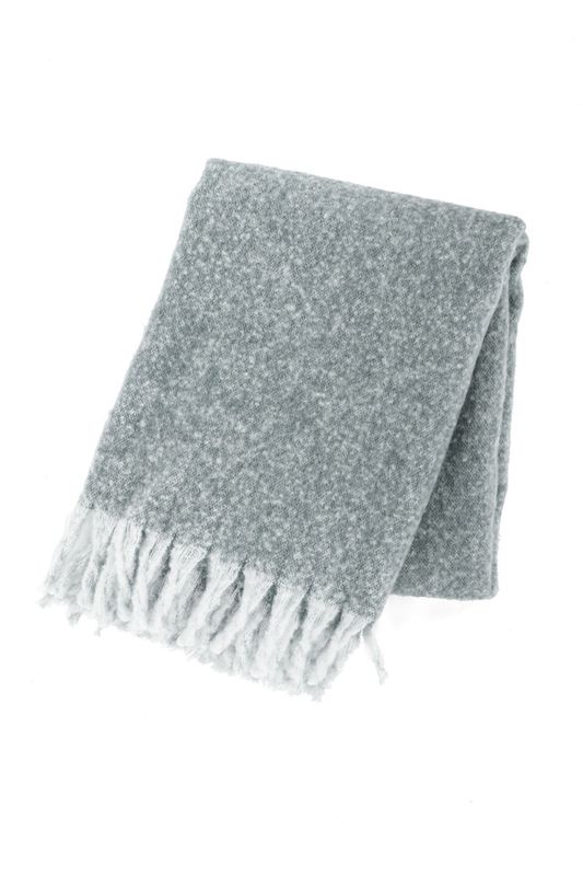 Plaid in microflanella con frange 130 x 170 cm Grigio - Tirolix