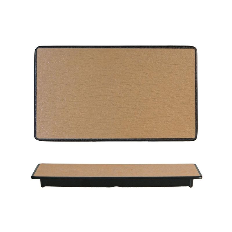 Piatto Rettangolare 26,5x13 cm Melamina Woody Beige Black - Tirolix