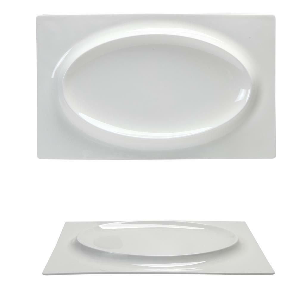 Piatto Rettangolare Con Rilievo 35 x 19 cm Gourmet Bone China - Tirolix