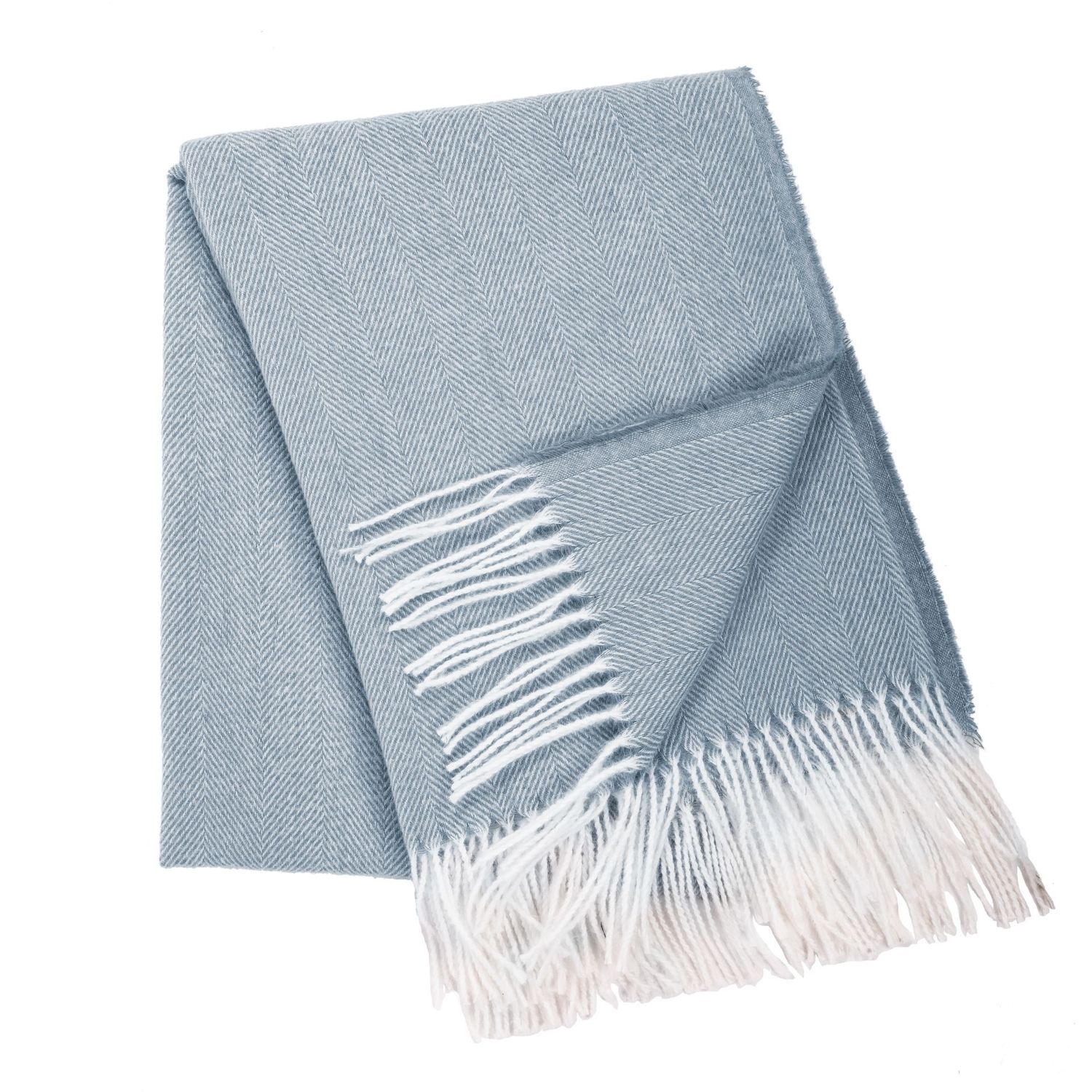 Plaid con frange 130 x 170 cm Azzurro - Tirolix