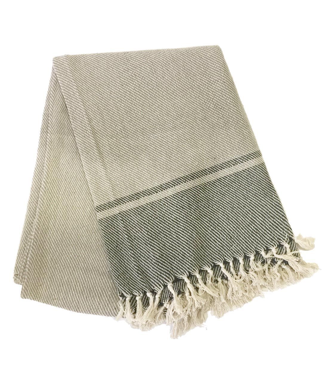 Plaid in cotone con frange 150 x 250 cm Nero - Tirolix