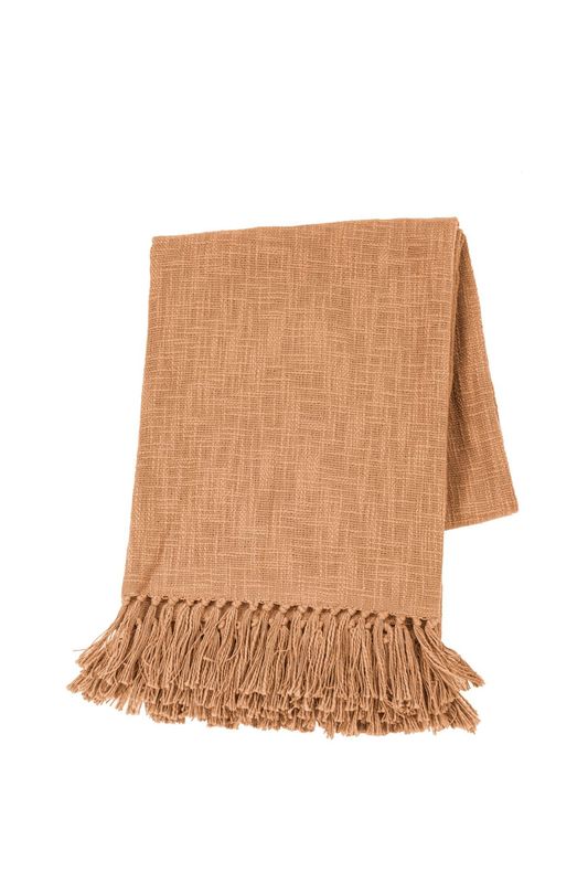 Plaid in cotone slub 130 x 160 cm Beige - Tirolix