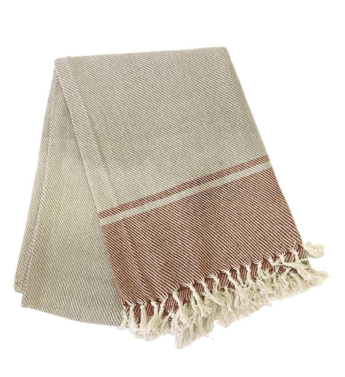 Plaid in cotone con frange 150 x 250 cm Rosso  - Tirolix
