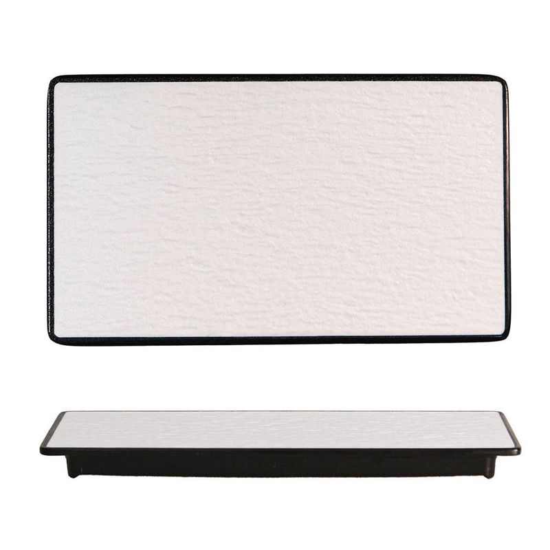 Piatto Rettangolare 36x18 cm Melamina Woody White Black - Tirolix