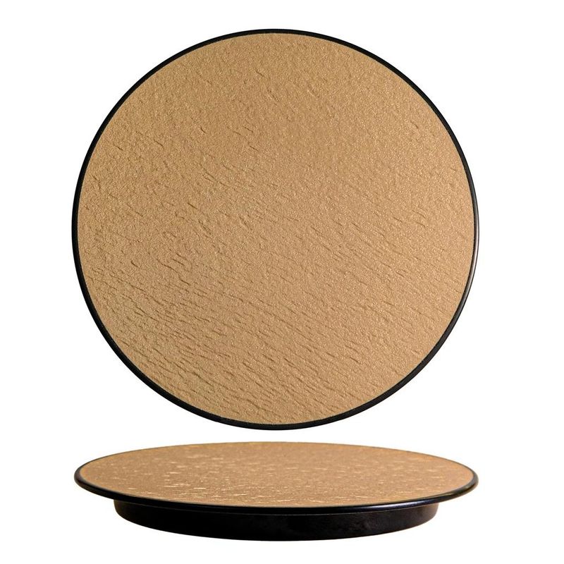 Piatto Tondo 30 cm Melamina Woody Beige Black - Tirolix