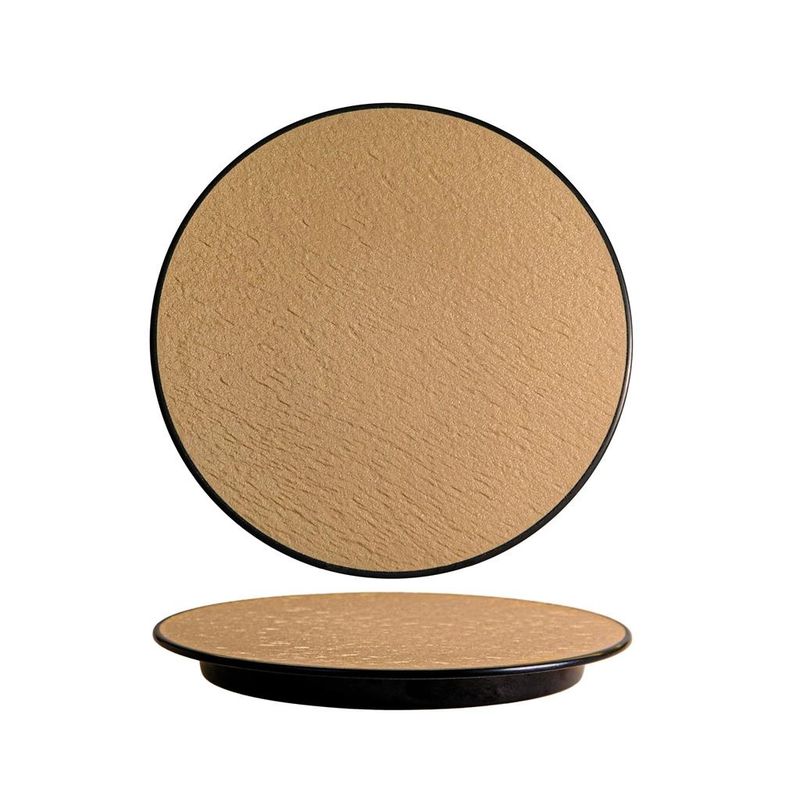 Piatto Tondo 25 cm Melamina Woody Beige Black - Tirolix