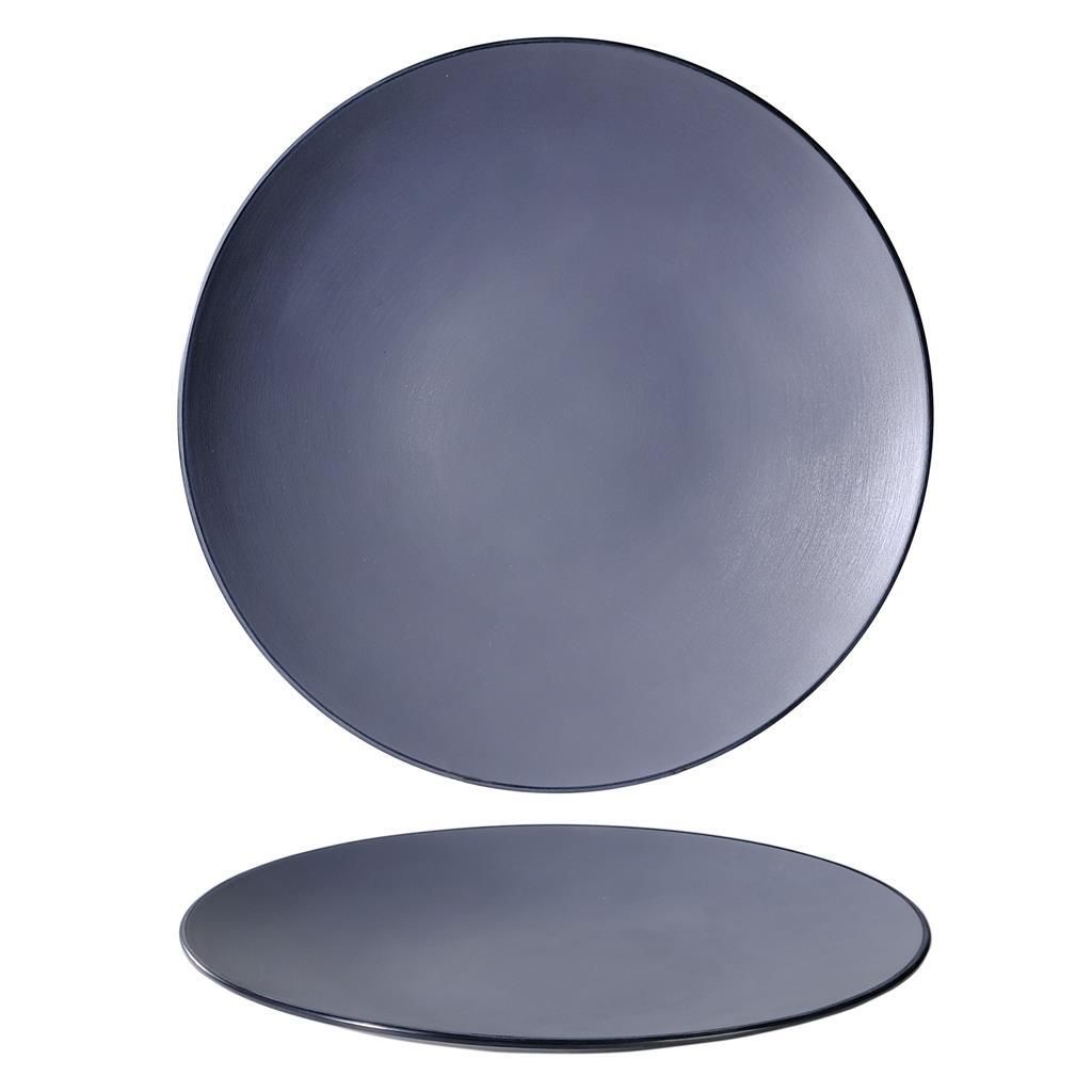 Piatto Piano Coupe 30 cm Melamina Bicolor Grigio/Nero - Tirolix