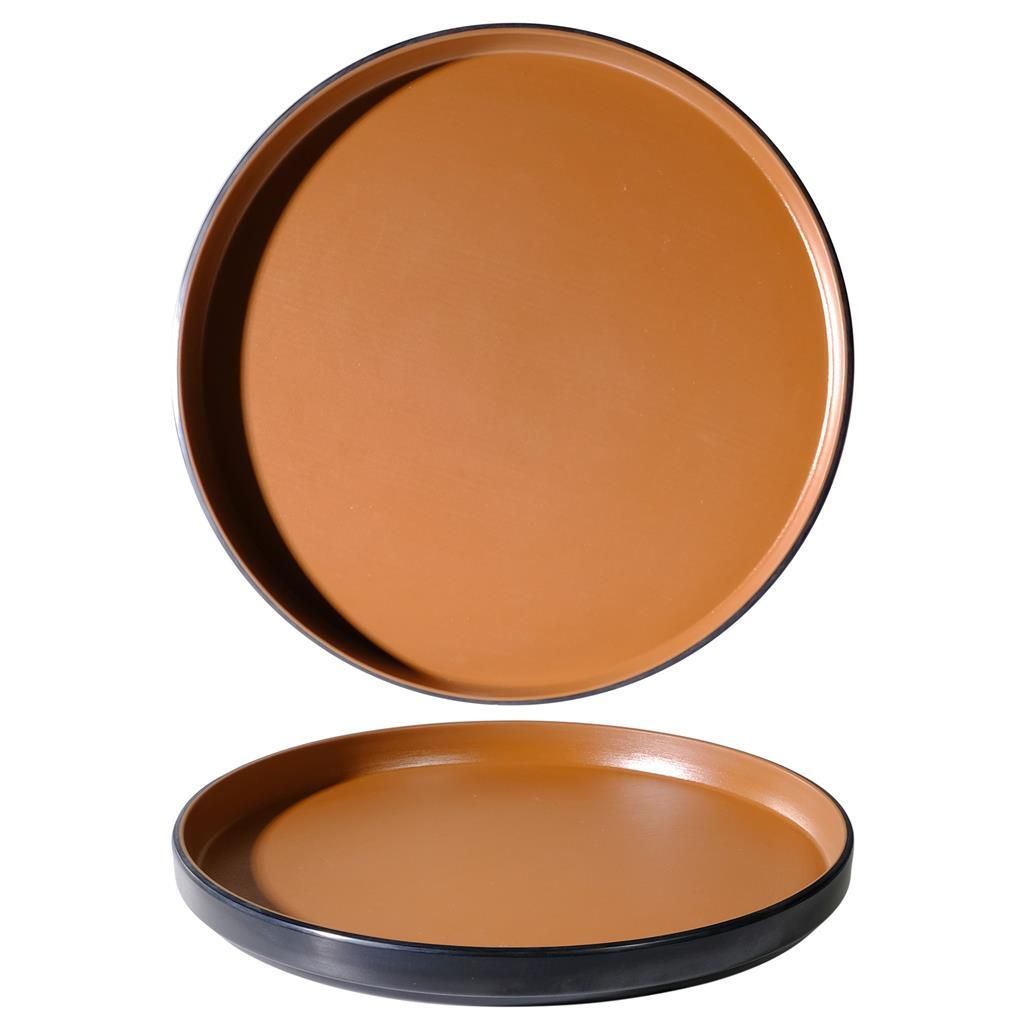 Piatto Piano 27 cm Melamina Bicolor Bicolor Marrone/Nero - Tirolix