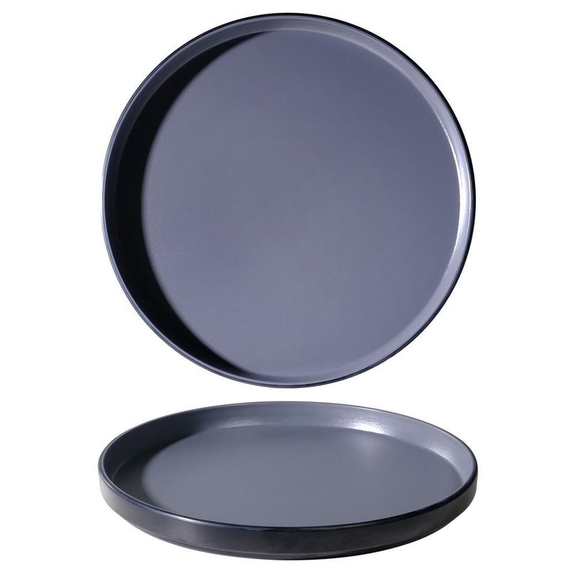 Piatto Piano 27 cm Melamina Bicolor Grigio/Nero - Tirolix
