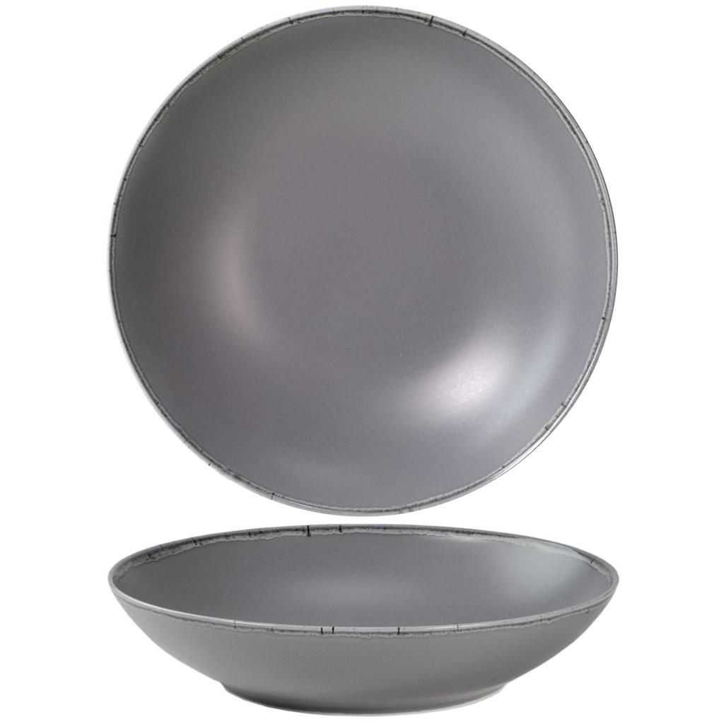 Piatto Fondo Coupe 24 cm Saturno Neutral Grigio - Costa Verde