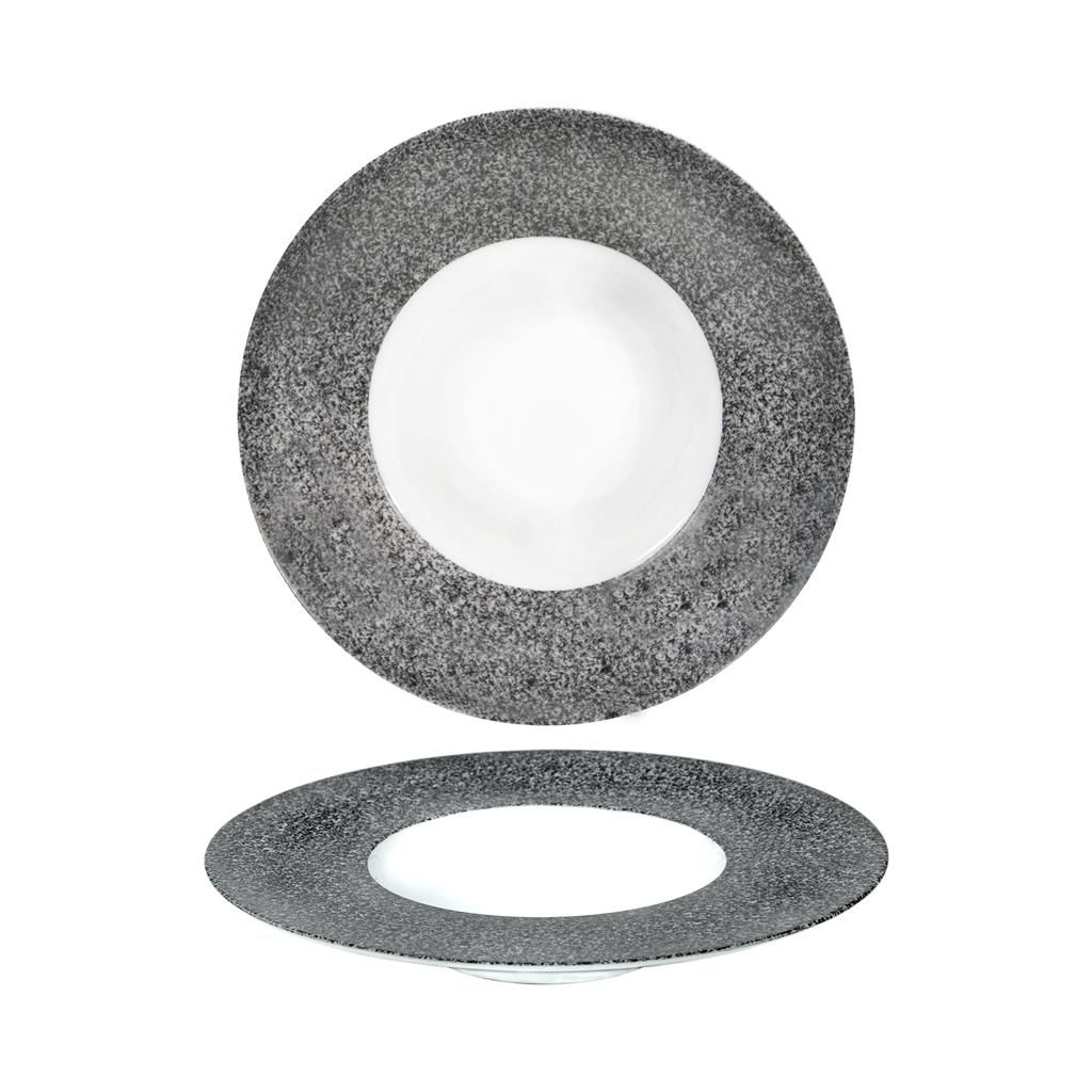 Piatto Fondo Gourmet 25 cm Saturno Raw Grigio - Costa Verde