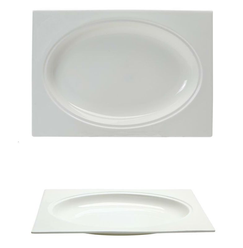 Piatto Fondo Rettangolare 30 x 21 cm Gourmet Bone China - Tirolix