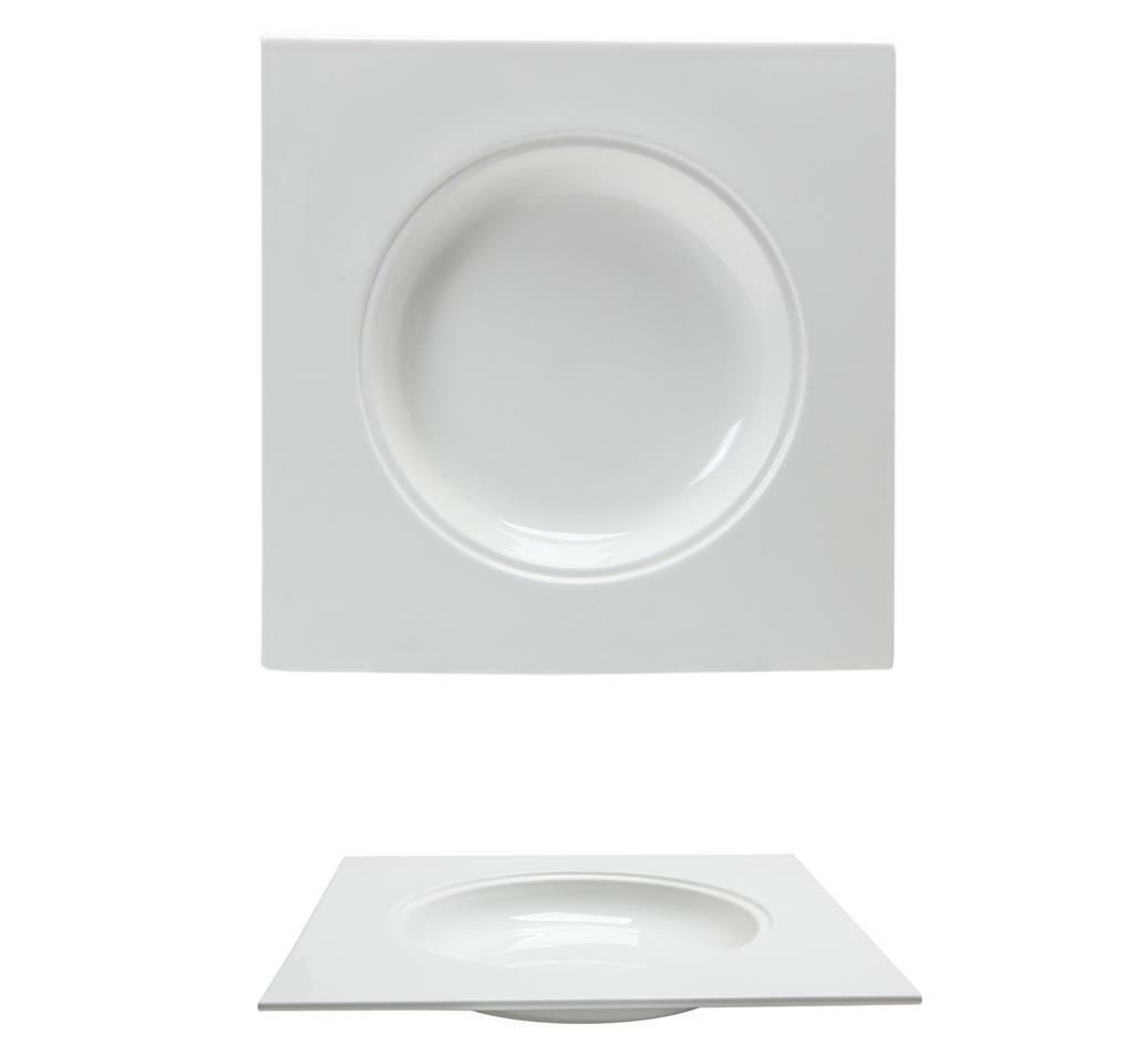 Piatto Fondo Quadro 25 x 25 cm Gourmet Bone China - Tirolix
