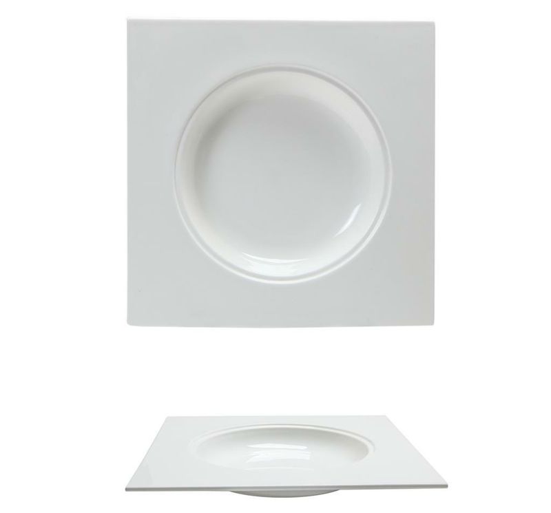 Piatto Fondo Quadro 25 x 25 cm Gourmet Bone China - Tirolix