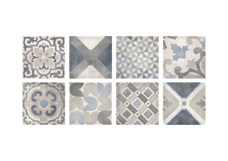 Pianetto per alzata Domino Gres Blue Mix 20x20 cm - Abert